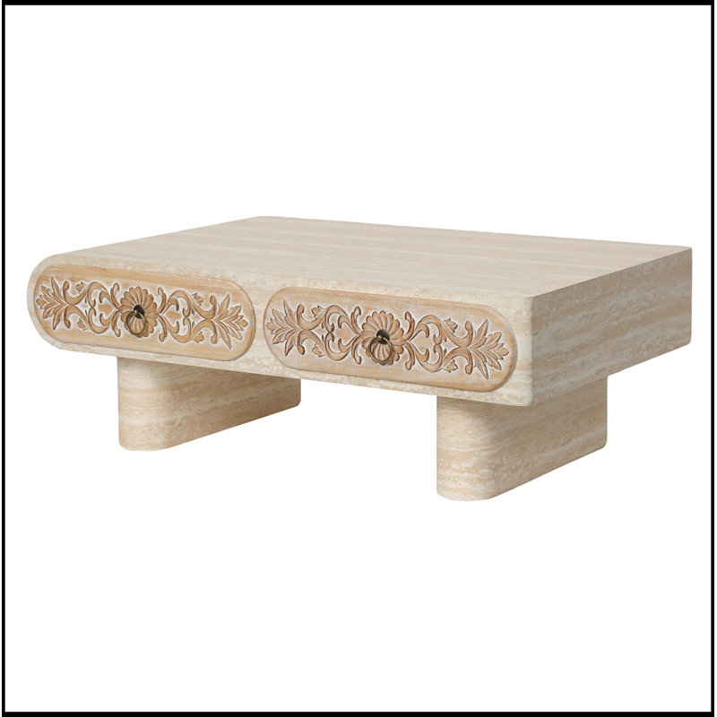 Plateau relevable avec rangement caché Frederica, Naturel