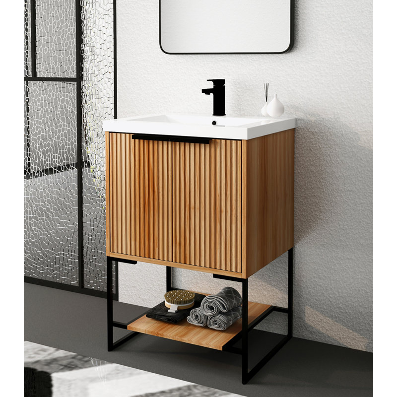 24 Inch Freestanding Bathroom Vanity With Resin Basin BVA01124MP-1,(W99981917)