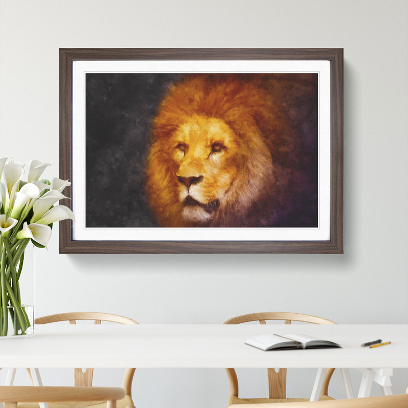 Lion Vol.4 - Picture Frame Graphic Art, Walnut Framed, 48cm H x 65cm W x 2cm D