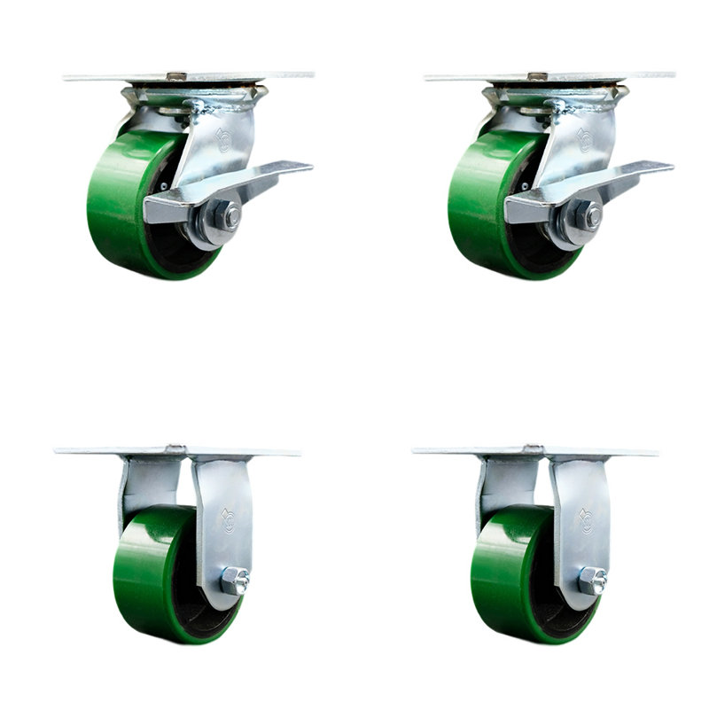 Poly on Cast Iron Caster, Green