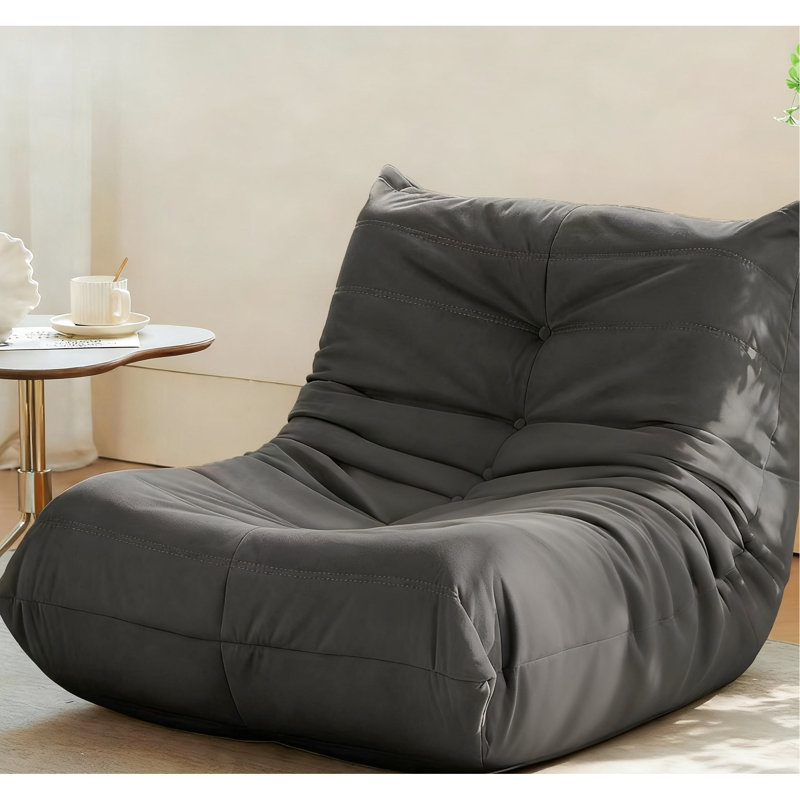 Bouton gris sans accoudoirs - Fauteuil confortable, mousse à mémoire de forme à fort rebond, sans assemblage, fond en flanelle douce de luxe pour chambre à coucher, vision de télévision