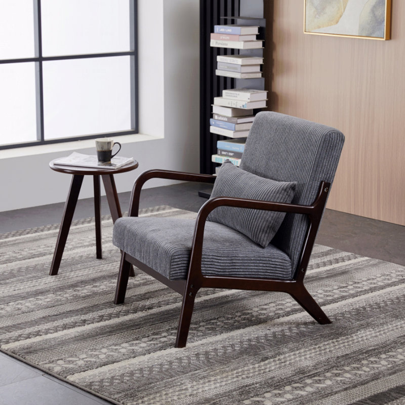 Ensemble de chaise d'appoint et de table basse de style moderne Mid-Century, Gris, Noyer