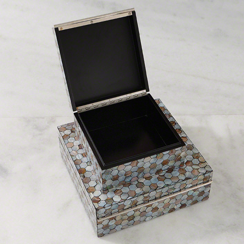 Mother of Pearl Box, Pearl, 4.5" H x 9" W x 9" D