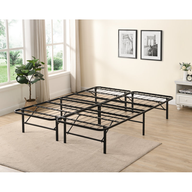 Base de lit plateforme pliante en métal, base de lit portative avec support grillagé, lit d'invité peu encombrant, sommier non requis, grand