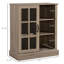 Armoire de bar à vin, petit buffet buffet, armoire de rangement de cuisine avec support à vin de 6 bouteilles et porte-verres à pied, porte coulissante, tablettes