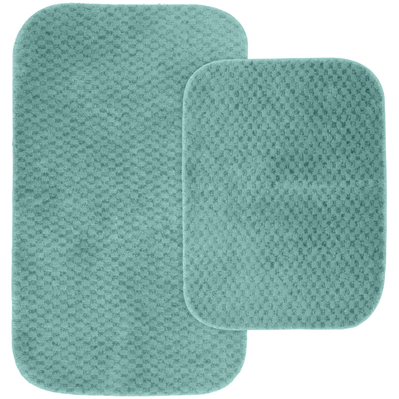 Ensemble de tapis de bain en nylon 2 pièces avec envers antidérapant Juliahna, Écume de mer