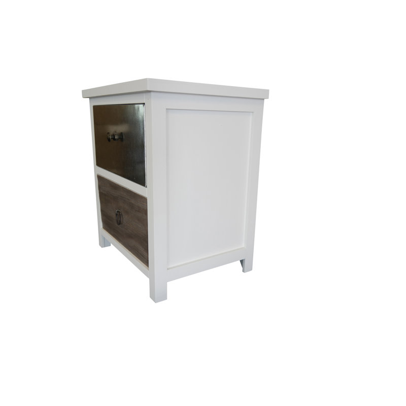 Iron 43cm W Manufactured Wood Bedside Table