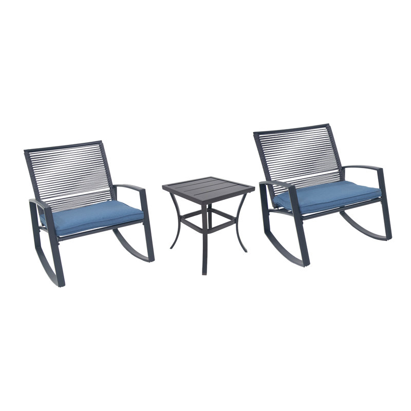 Ensemble de conversation bistro en métal pour 2 personnes, Bleu