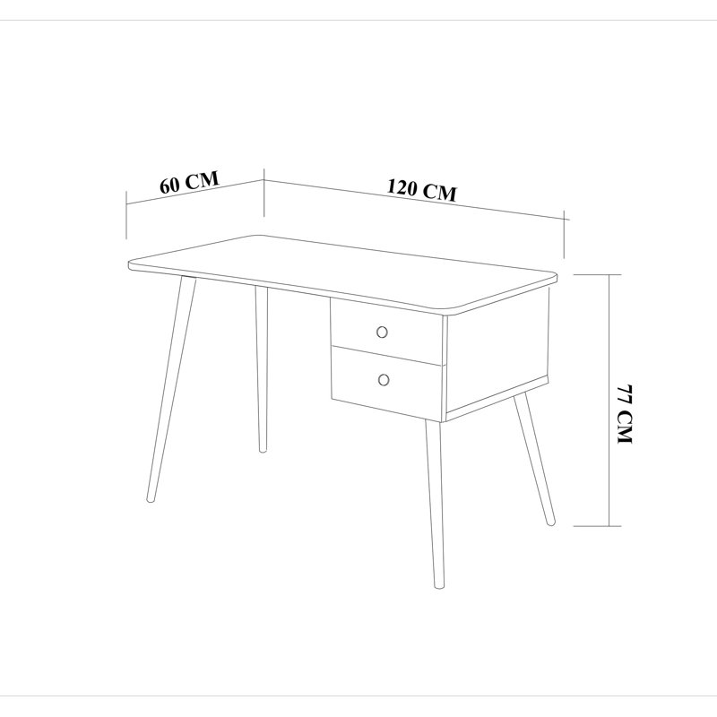 Linh Writing Desk, White/Brown, White