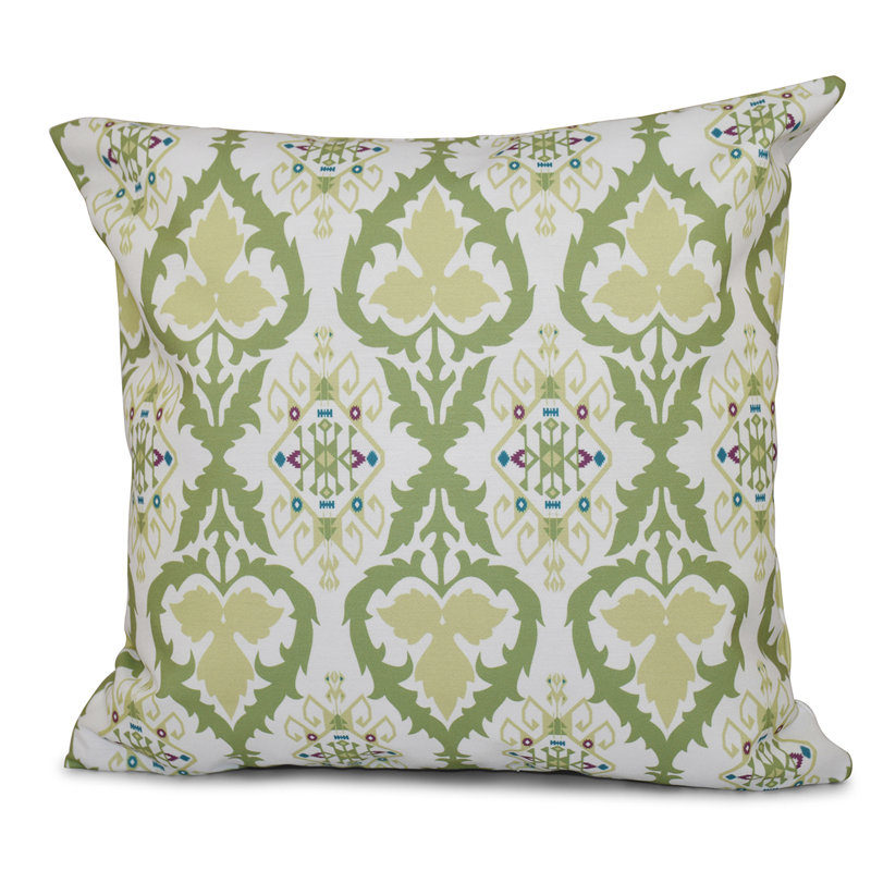 Happy Hippy Ikat Reversible Throw Pillow, 20" H x 20" W, Green