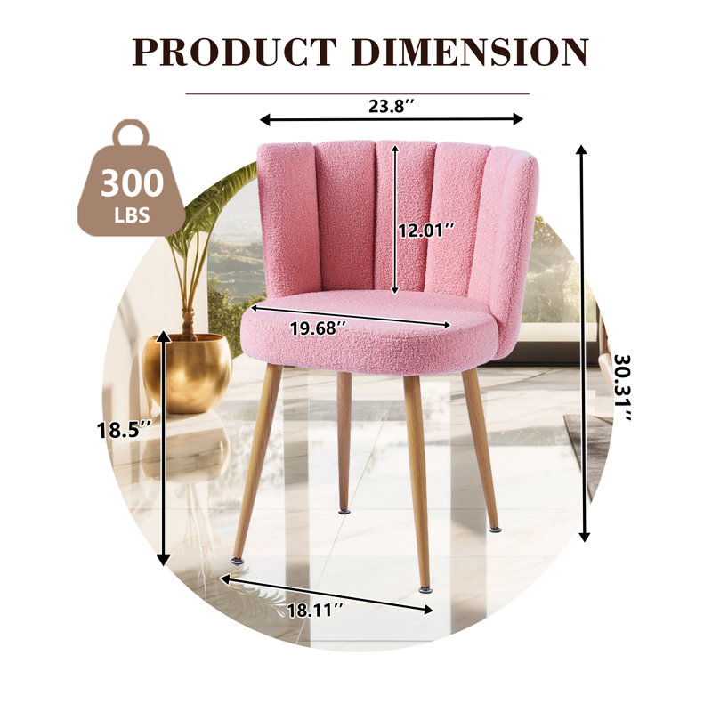 Modern Lotus Backrest Fabric Upholstered Dining Chair (Set of 2), Pink