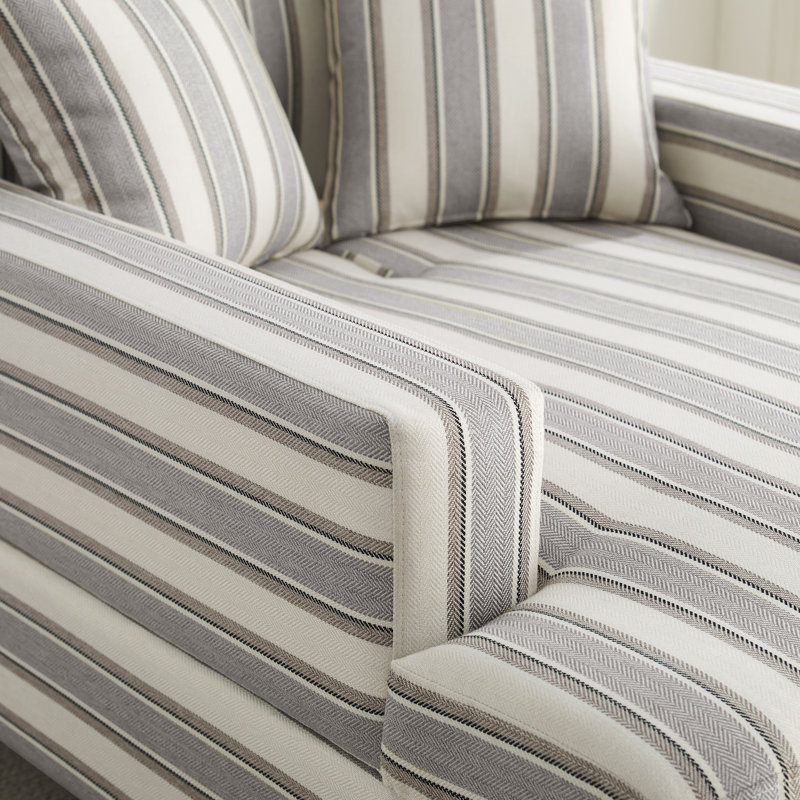Chaise longue rembourrée en tissu 39,76 po, Lin rayé gris
