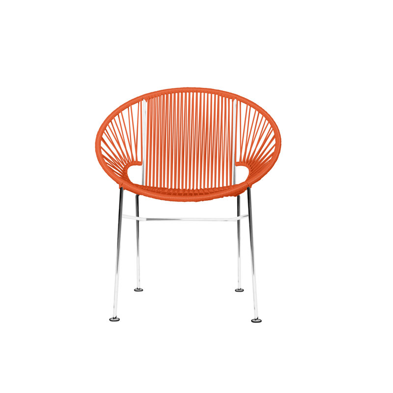Concha Indoor/Outdoor Handmade Dining Chair, Chrome, Orange