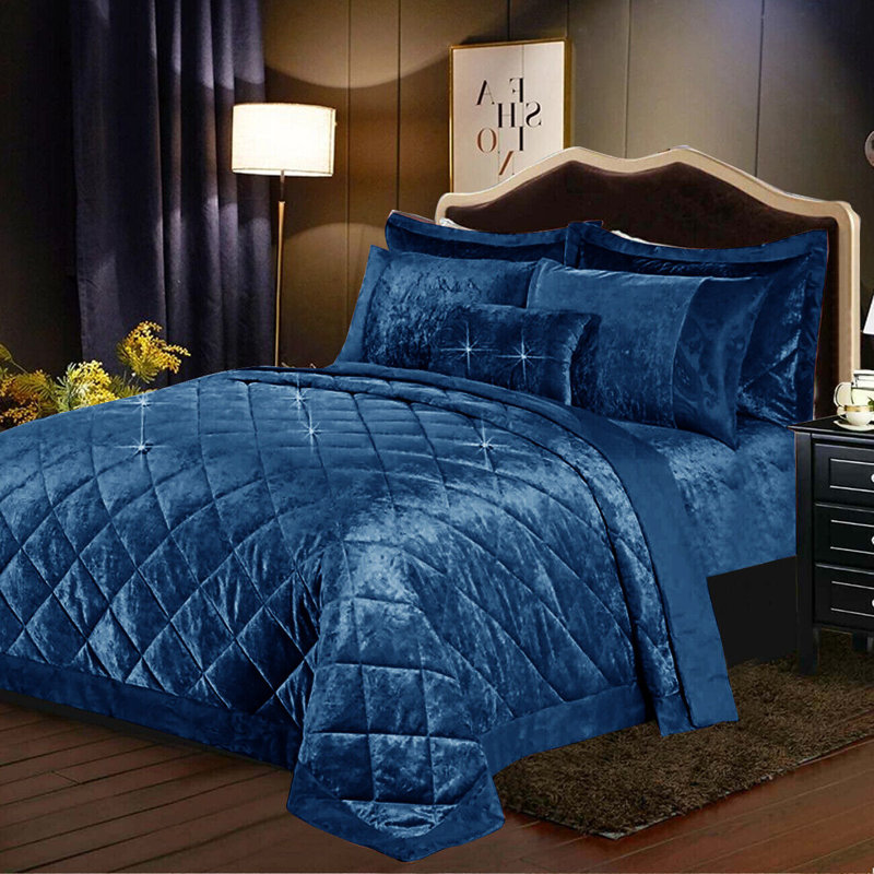 Analey Polyester Solid Colour Bedspread, 250 x 250 cm, Blue