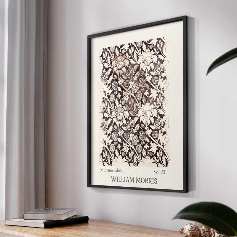 William Morris, reproduction encadrée L, H 14 po x l 11 po, Noir