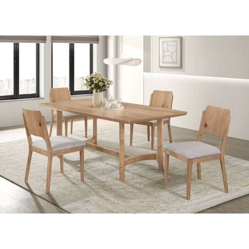 5 pièces Table de salle à manger rectangulaire avec chaises rembourrées, Ensemble de cinq pièces : table, quatre chaises
