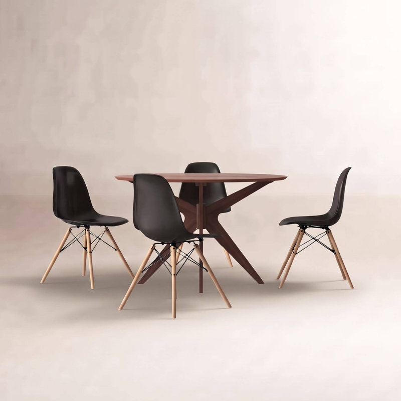 Jordan 5-Piece Pedestal Dining Set, Natural, Walnut, Black