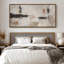 Toile encadrée extra large, composition abstraite neutre noire et beige, art mural-1451736860-1451736862