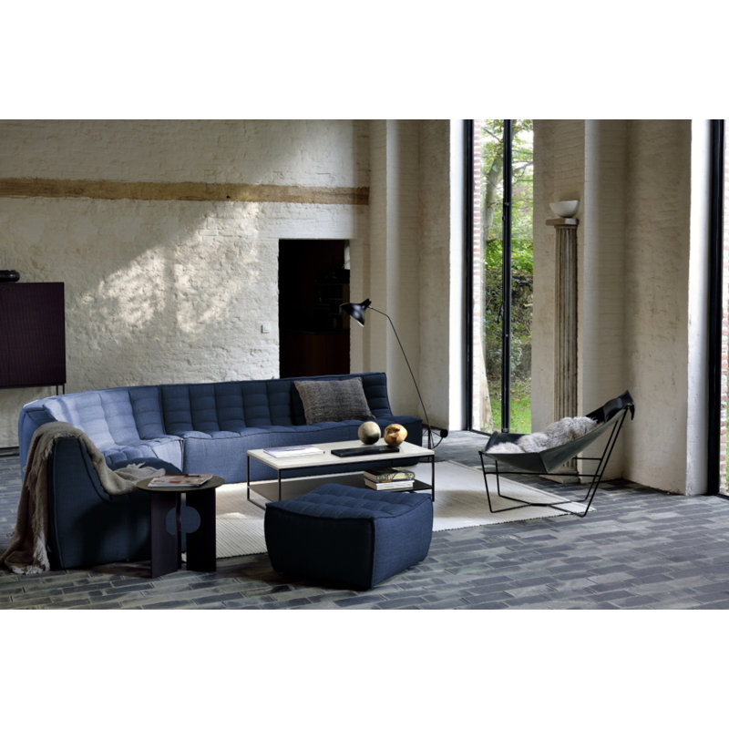 N701 Modular Sofa Set - Combo Left - 1 Seater + 2 Seater + 90° Square Corner, 30" H x 119" W x 91" D, Graphite Cotton Blend