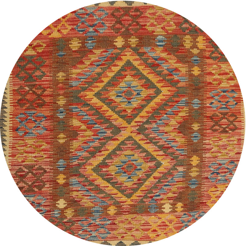 Tapis gris/brun/crème contemporaine, Rond 6 pi