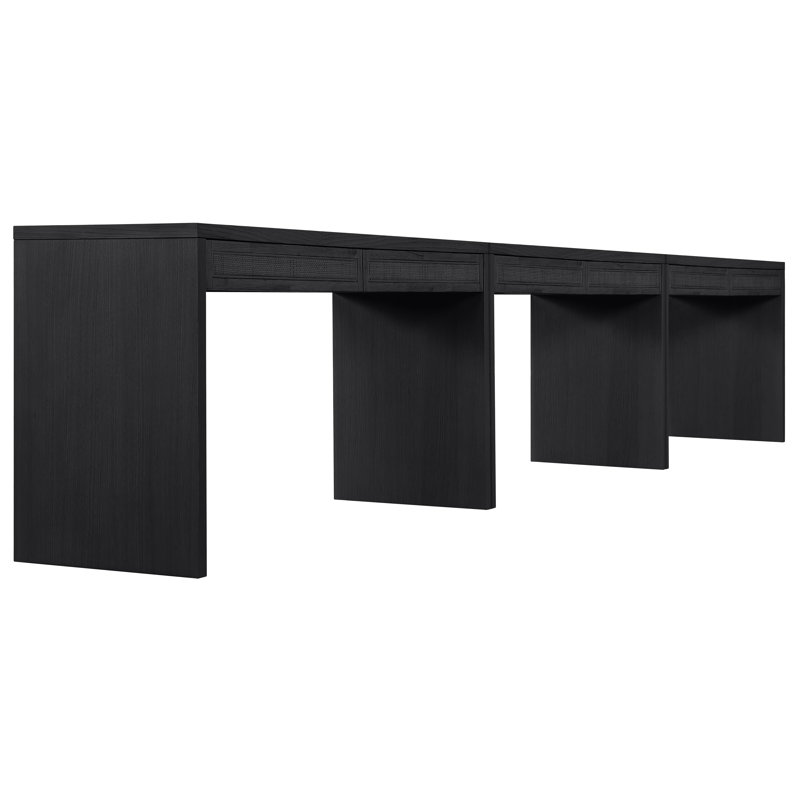Console / bureau en bois massif et placage de chêne Fawcett