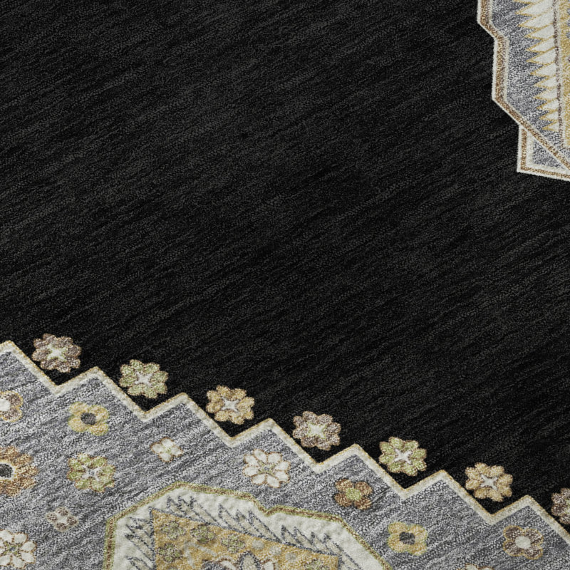 Tapis oriental lavable à la machine de qualité supérieure AMF1014 Colmenero, Rond 8 pi