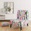 Pink And White Tropical Flowers - Upholstered Patterned Accent Slipper Chair