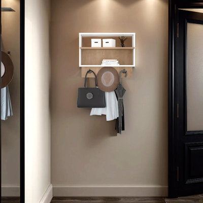 Aranjuez Wall-Mounted Entryway and Coat Rack, Modern Floating Shelf with Hooks