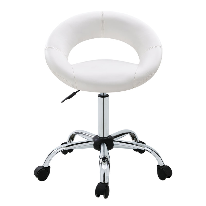 Kurt Backed Adjustable Height Lab Stool Wheels, White