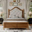 Lit double pleine grandeur avec tête de lit tapissier et pied de lit à panneau - Style Mid-Century rétro en noyer brun