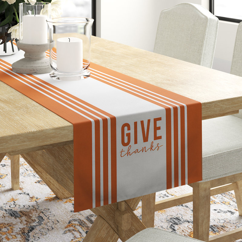Laverty Striped Cotton Blend Thanksgiving Table Runner, 90" x 16"