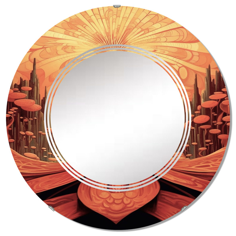 Villeta - Miroir mural moderne rond, 32 po x 32 po