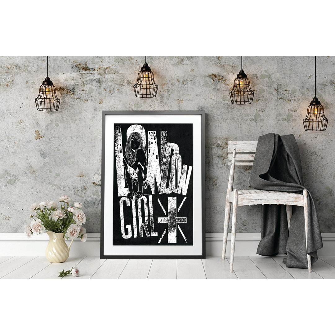 Gerahmtes Poster London-Girl Black