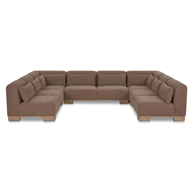 June Modular Sofa Performance Fabric, 30" H x 150" W x 110" D, Brown
