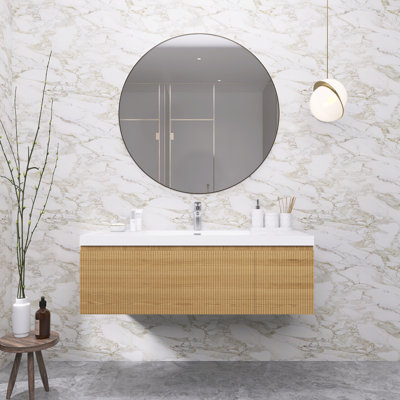 Meuble-lavabo moderne à rayures avec lavabo simple