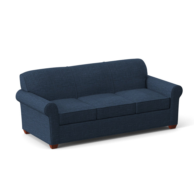 Finn Rolled Arm Sofa with Reversible Cushions, BM Cherry, Archetype Admiral, 34" H x 83" W x 36" D