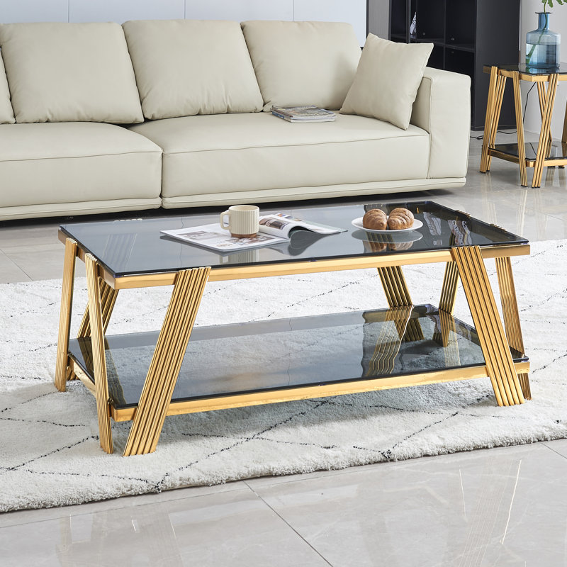 Table basse Allyse, Or, Noir