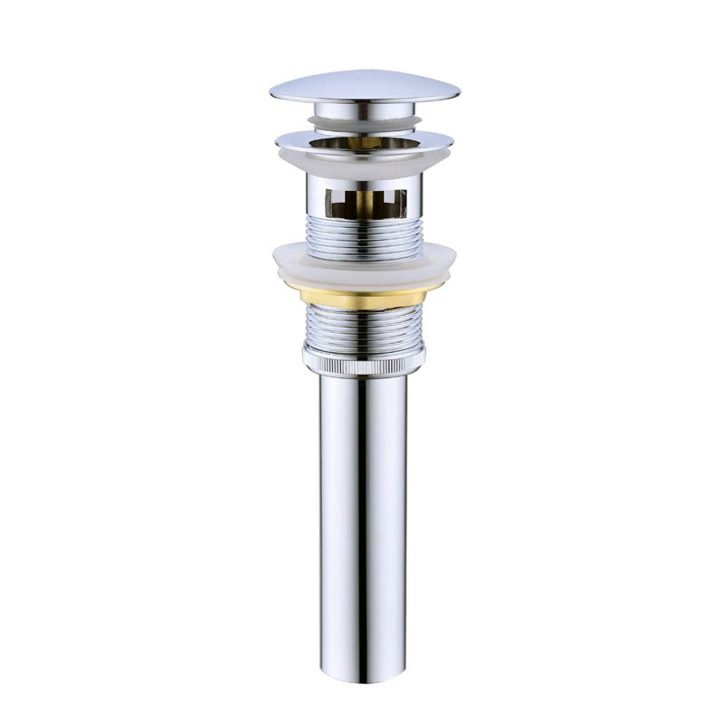 Drain escamotable de lavabo de salle de bain avec trop-plein, Chrome poli