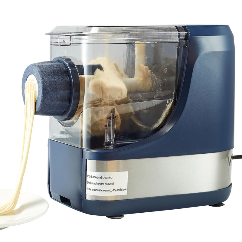 Machine à pâtes électrique, machine à nouilles automatique de 150 W avec 8 formes de pâtes, 4 modes intelligents, machine à pâtes d'une capacité de 500 g avec tasses à mesurer, brosse de nettoyage pour la cuisine domestique
