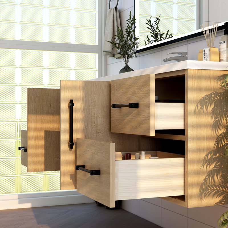 Victoria 59.05'' Single Bathroom Vanity with Acrylic Top, Oak