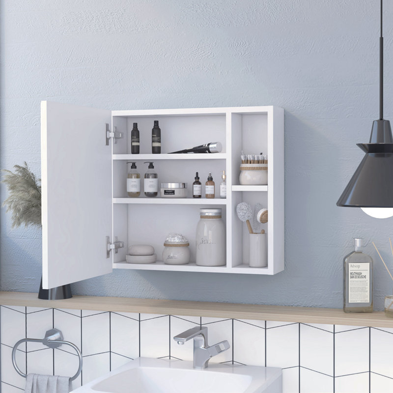 Armoire à pharmacie 1 porte avec 3 tablettes Jarold, Blanc