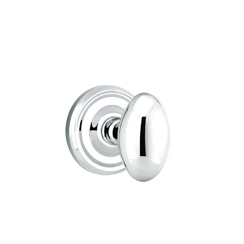 Ensemble de boutons de passage Emtek avec rosette régulière et bouton d'œuf, Chrome poli