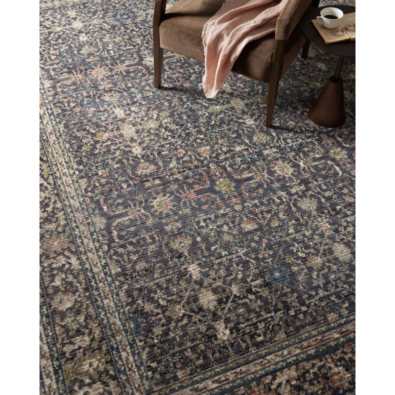 Midnight Blue Rectangular Synthetic Area Rug, 3'-7" x 5'-7"