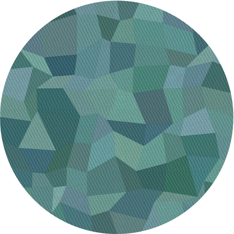 Tapis vert/gris à motif sea, Rond 5 pi