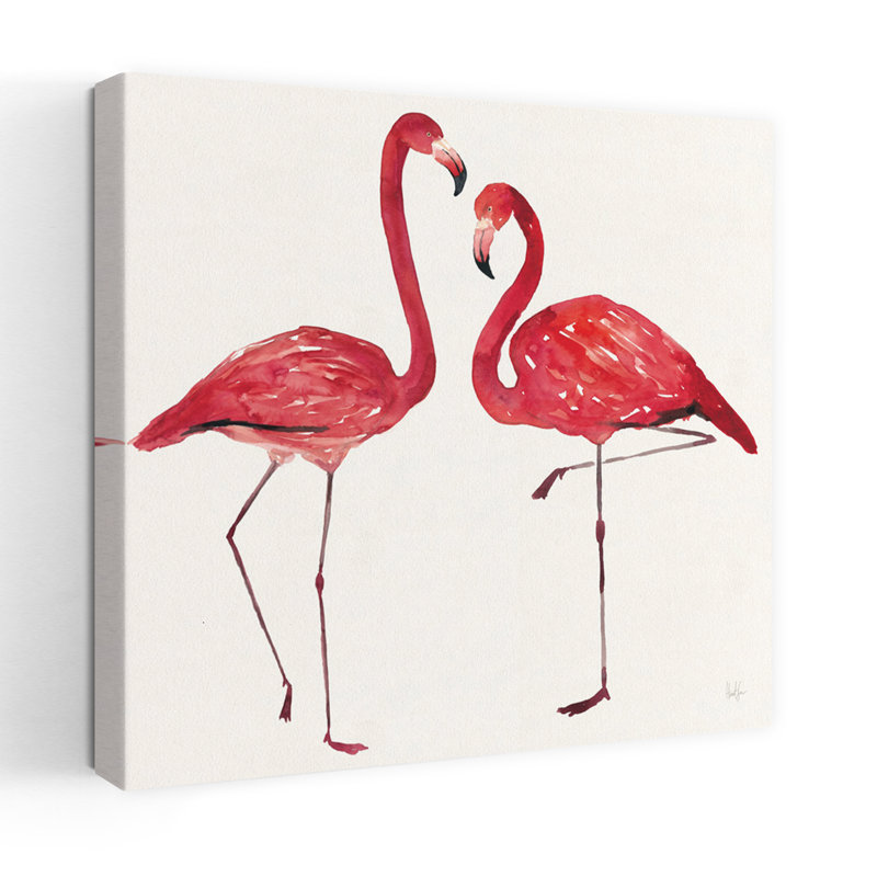 Art tropical, oiseau tropical, flamant rose, H 18 po x l 18 po