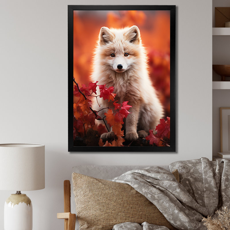 Antigore Alaska, renard arctique, rencontre sur toile, H 40 po x l 30 po x P 1,5 po, Cadre photo noir