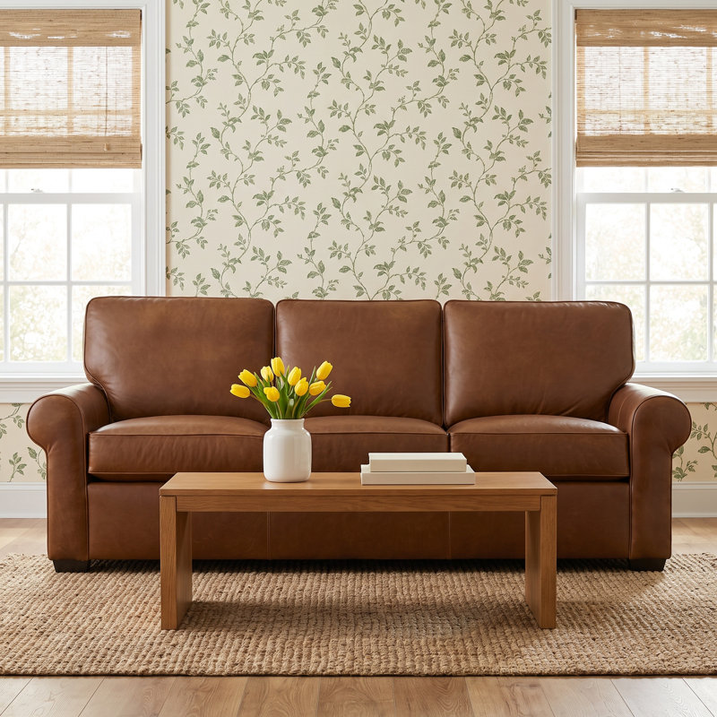 Porter Genuine Leather Sofa, Bistro Saddle Genuine Leather