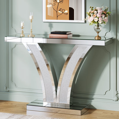 Mirrored Console Table With Crystal Inlay Frames