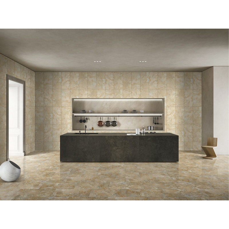 12 x 24 marbre de Carrare, marbre, marbre, pour le mur et le sol, carrelage en marbre poli, 1 boîte 4 pièces, Beige/or