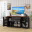 Armoire de rangement avec porte de grange 63 po avec 2 tiroirs et support de porte 63 po-952204533